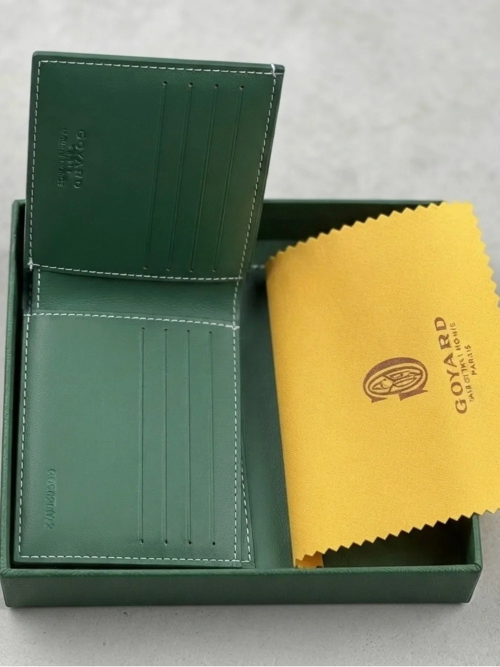 Goyard Green Chevron Bi Folding Wallet